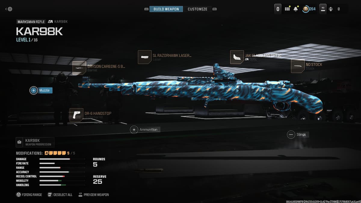 The KAR89K in Modern Warfare 3 and Warzone stat screen