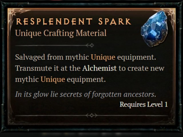 Diablo 4 Resplendent Spark