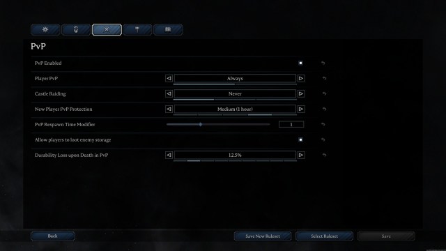 V Rising PVP setup screen