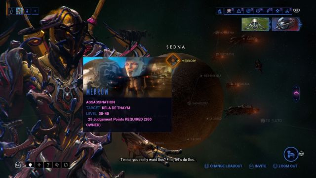 The Warframe UI, displaying Sedna's arena game mode. 