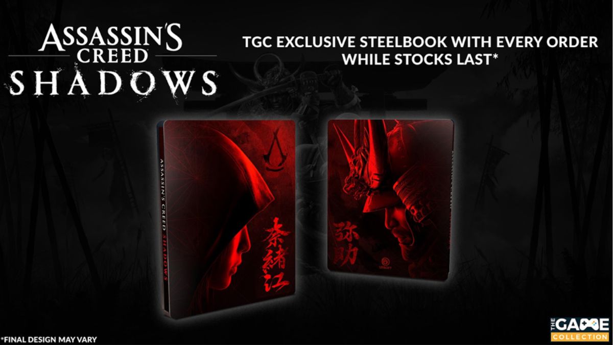 assassins creed shadows tgc exclusive steelbook case