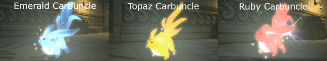 Emerald, Topaz and Ruby Carbuncle in Final Fantasy XIV