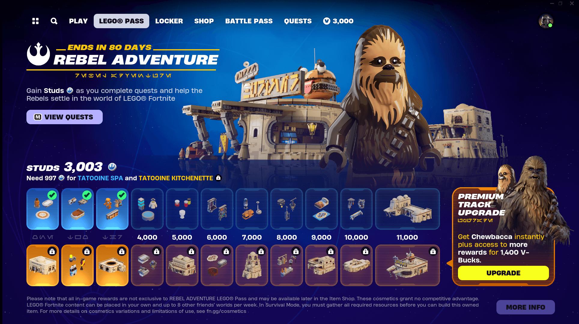 Fortnite's Rebel Adventure Pass, showing the Chewbacca skin. 