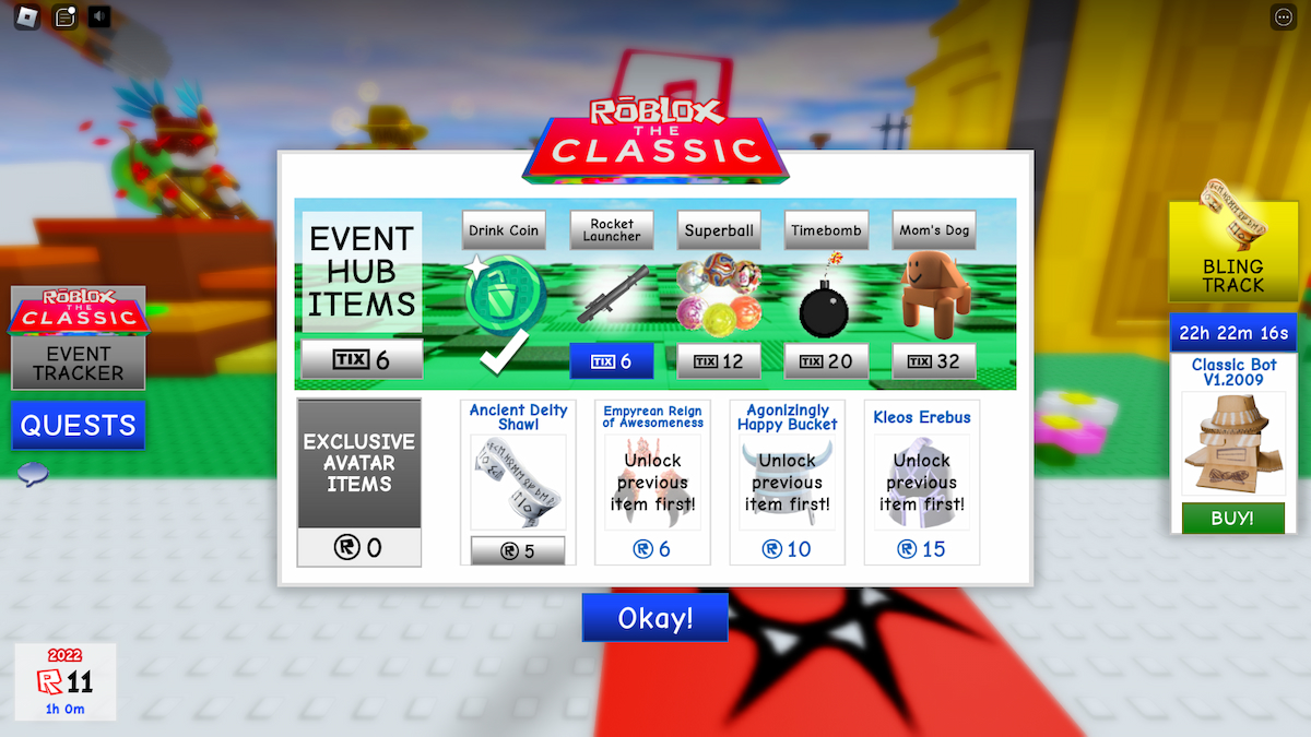 Rewards in Roblox The Classic