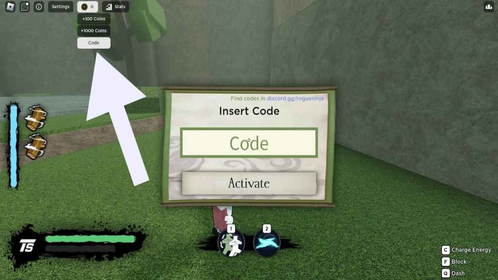 How to redeem codes for Rogue Ninja.
