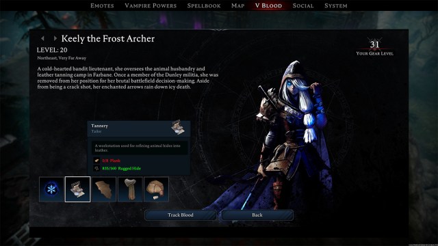 v rising keely the frost archer rewards