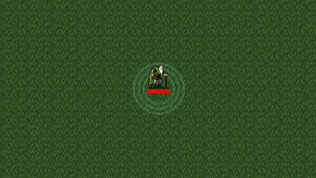 Vampire Survivors: the character Poe Ratcho stood in the middle of a green field.