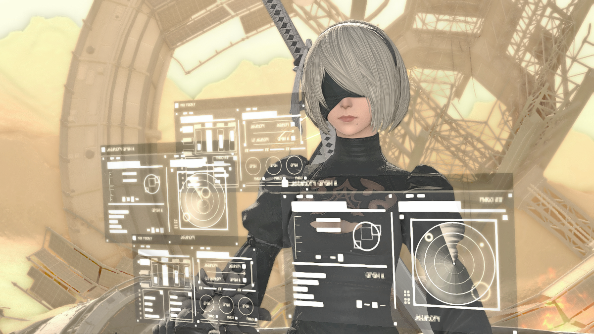 2B during the YoRHa: Dark Apocalypse Alliance Raid story in Final Fantasy XIV