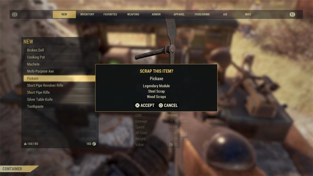 fallout 76 pickaxe legendary module glitch