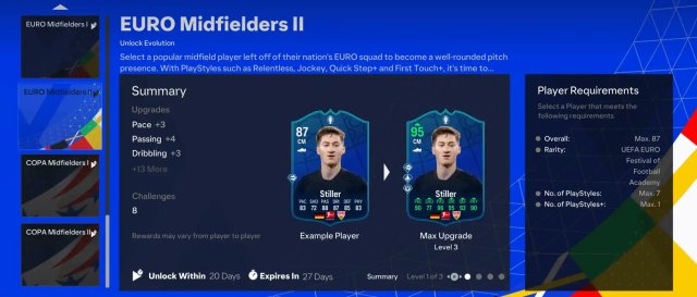 An image of EA FC 24 Euro Midfielders Evolution