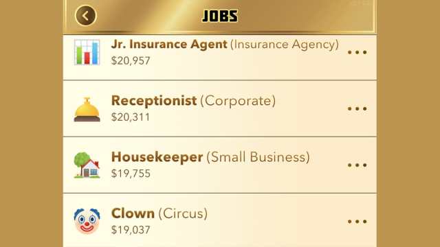 BitLife clown job menu