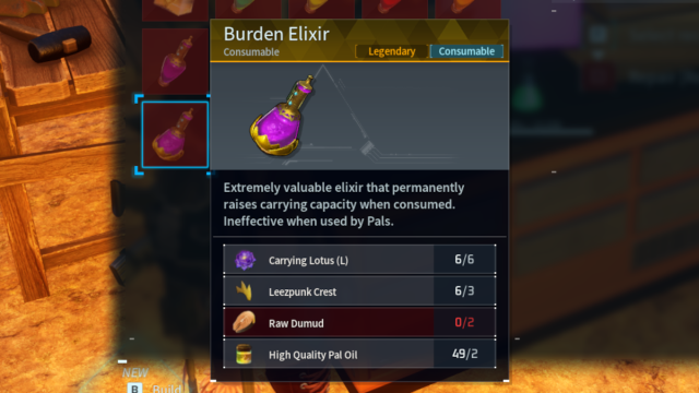 Burden Elixir in Palworld