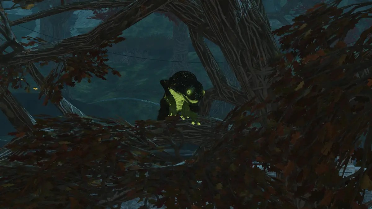 fallout 76 glowing gulper in a tree