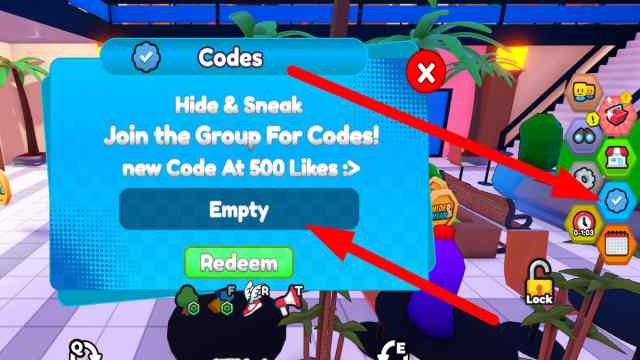 How to redeem codes in Hide and Sneak