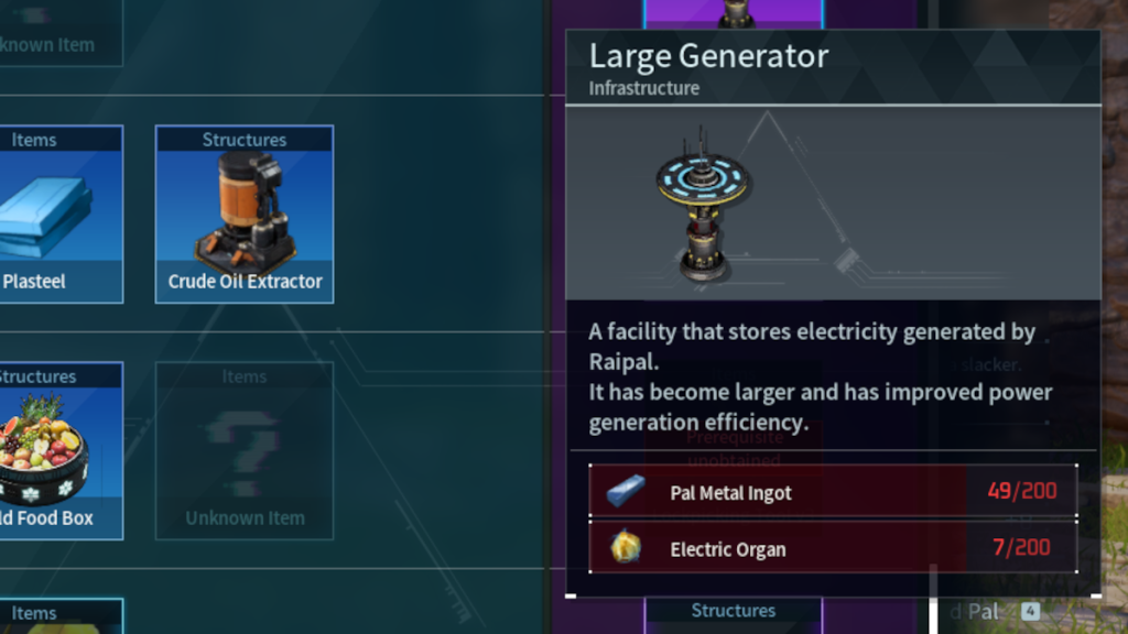 Large Generator in Palworld
