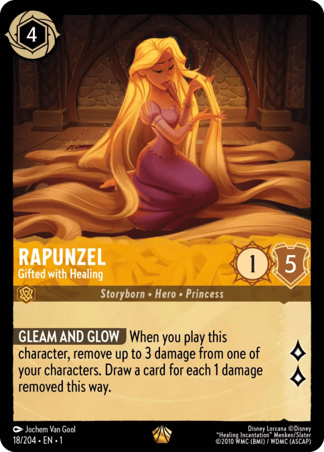 lorcana rapunzel gifted with healing card