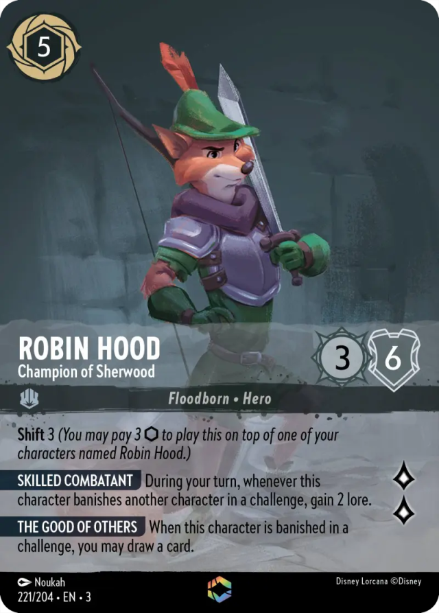 lorcana robin hood champion of sherwood enchanted card