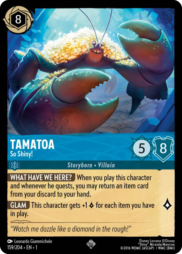 lorcana tamatoa so shiny card