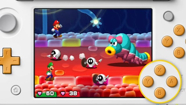Mario and Luigi Bowser's Inside Story combat jumping over enemy