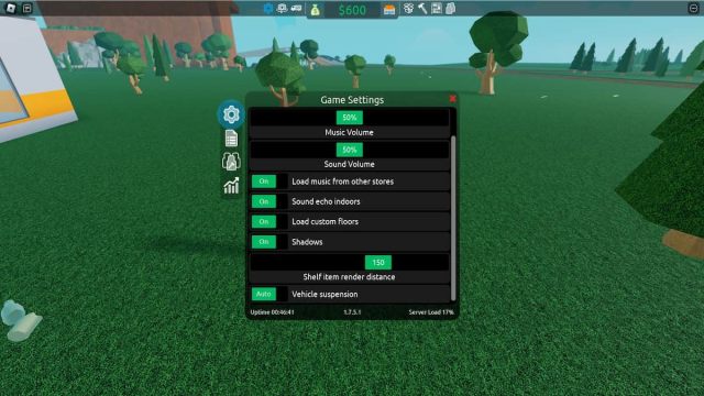 Retail Tycoon Options menu