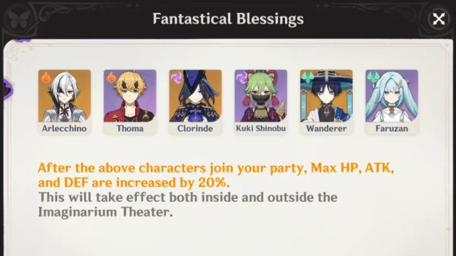 Fantastical Blessing cast in Genshin Impact