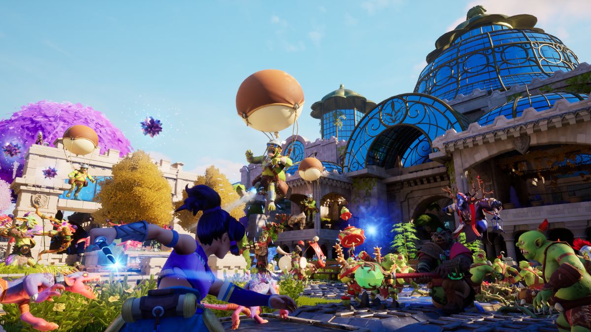 A Warmage battles with a horde or orcs on a new landscape