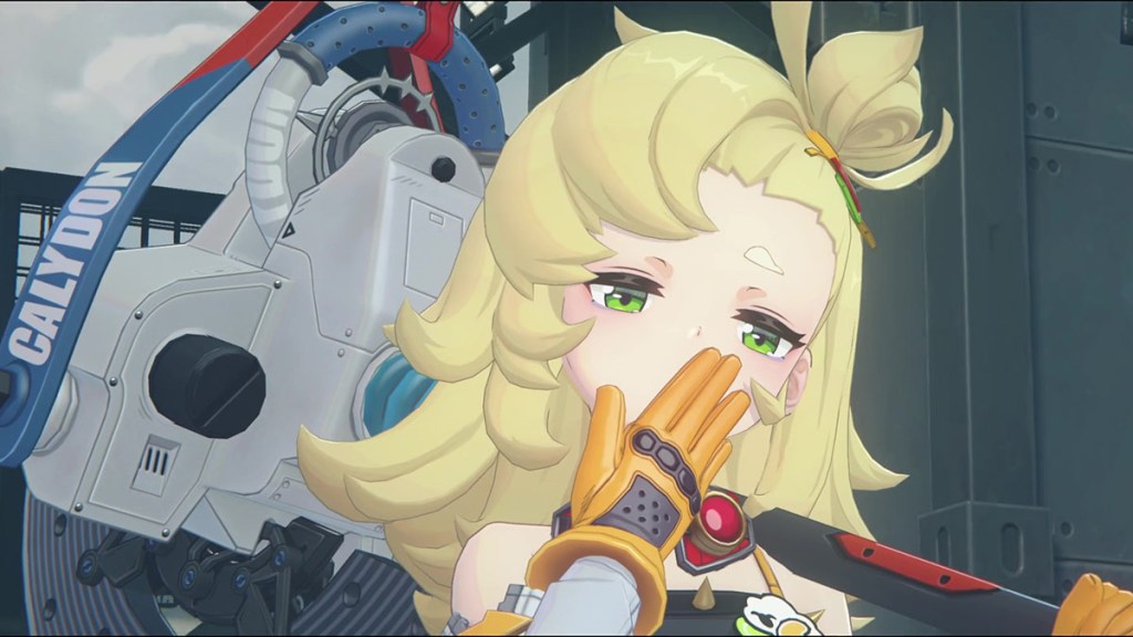 A tired Piper yaning while holding a massive axe in Zenless Zone Zero