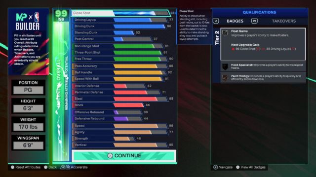 An image of NBA 2K25 PG build