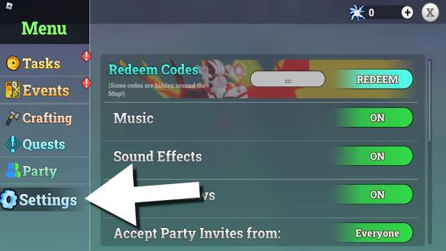 In-game screenshot of the Lost Souls settings.