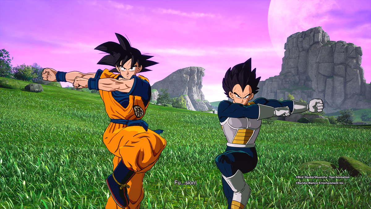 Goku and Vegeta perform the fusion dance in Dragon Ball Sparking Zero.