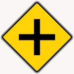 Cross Road road sign in the BitLife driving test