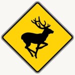 Deer Crossing road sign in the BitLife driving test
