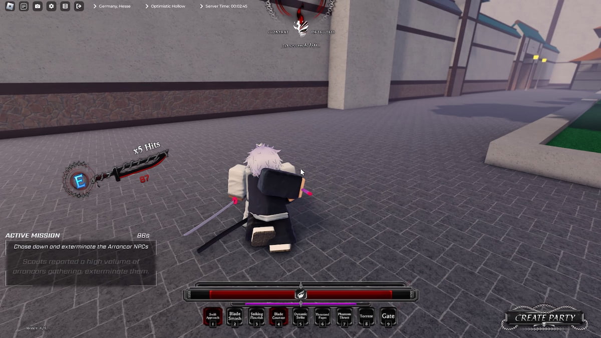 Player doing a chase and exterminate mission in Paradox Roblox experience