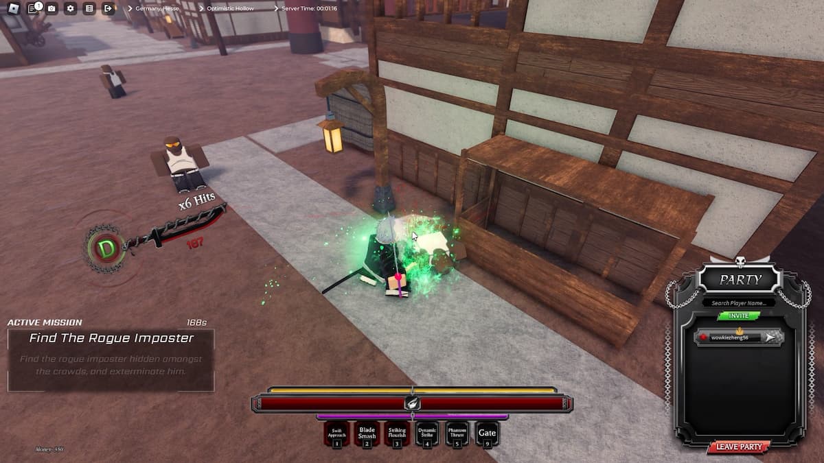 Player doing a find the imposter mission in Paradox Roblox experience