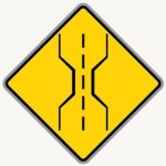 Road Narrows road sign in the BitLife driving test