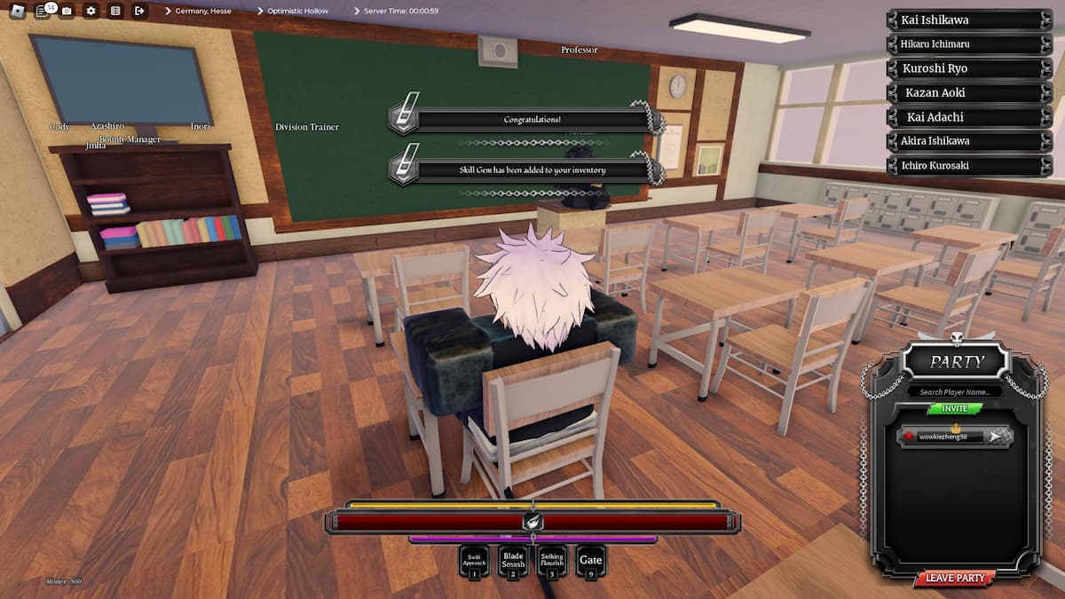 Player doing a Soul Reaper exam for the Shinigami progression in Paradox Roblox experience