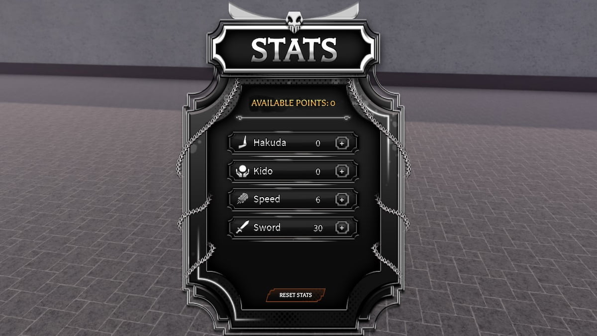 Stats menu in the Paradox Roblox experience