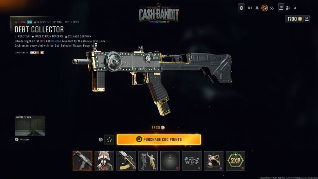 Cash Bandit Reactive bundle unlocks Sirin 9mm too