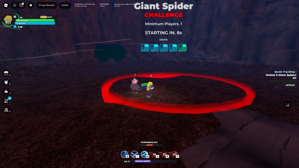 Two players are back at the Giant Spider spawn area in Sword Fantasy