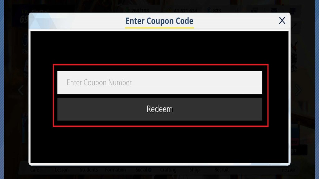 How to redeem Blue Archive codes step 1