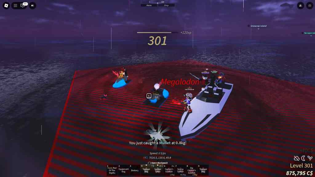 Megalodon event area in Fisch Roblox experience