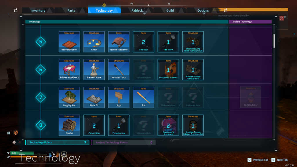 Technology Ladder in Palworld