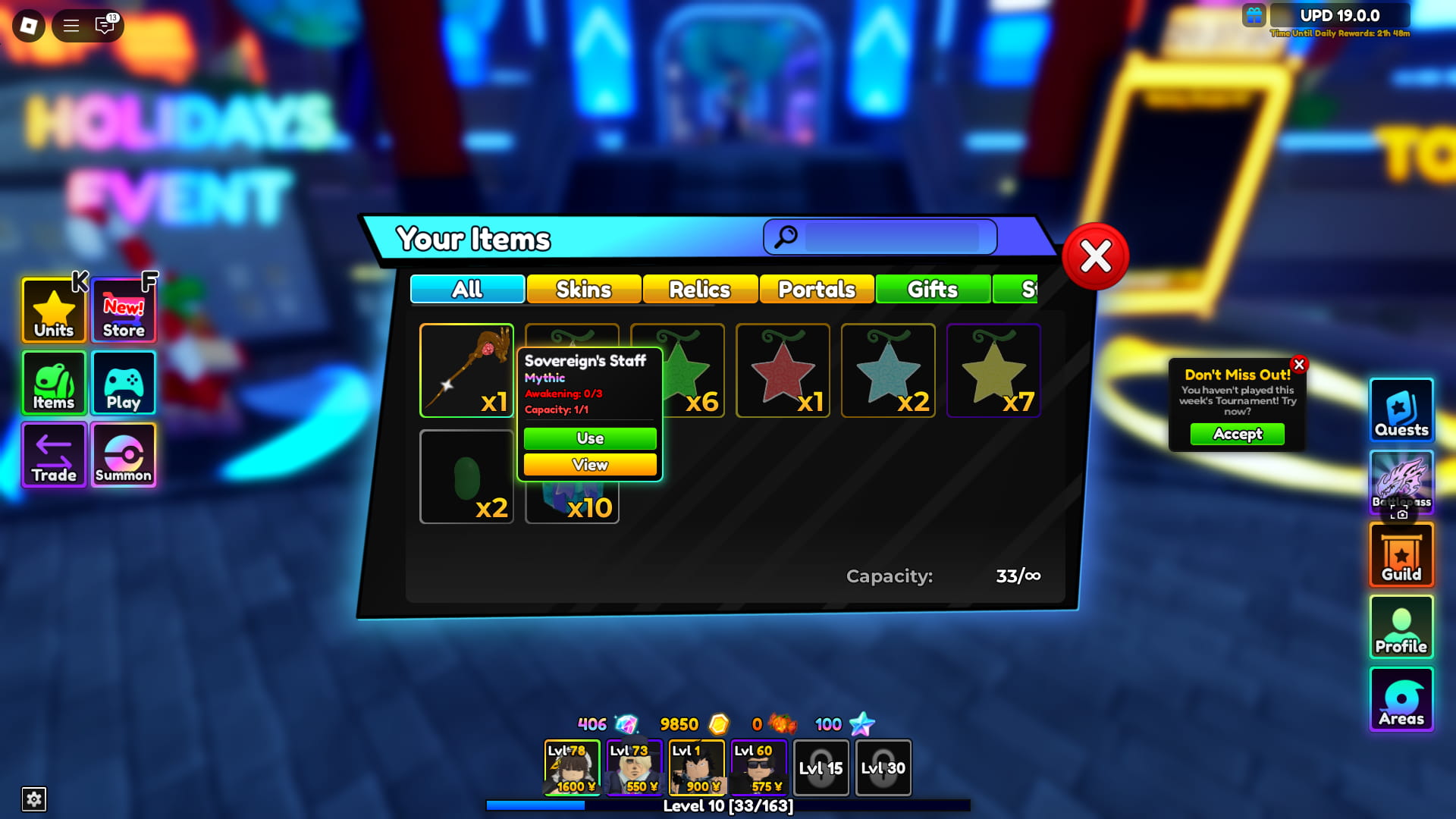 Sovereign's Staff that is used to obtain Ainz in Anime Adventures,