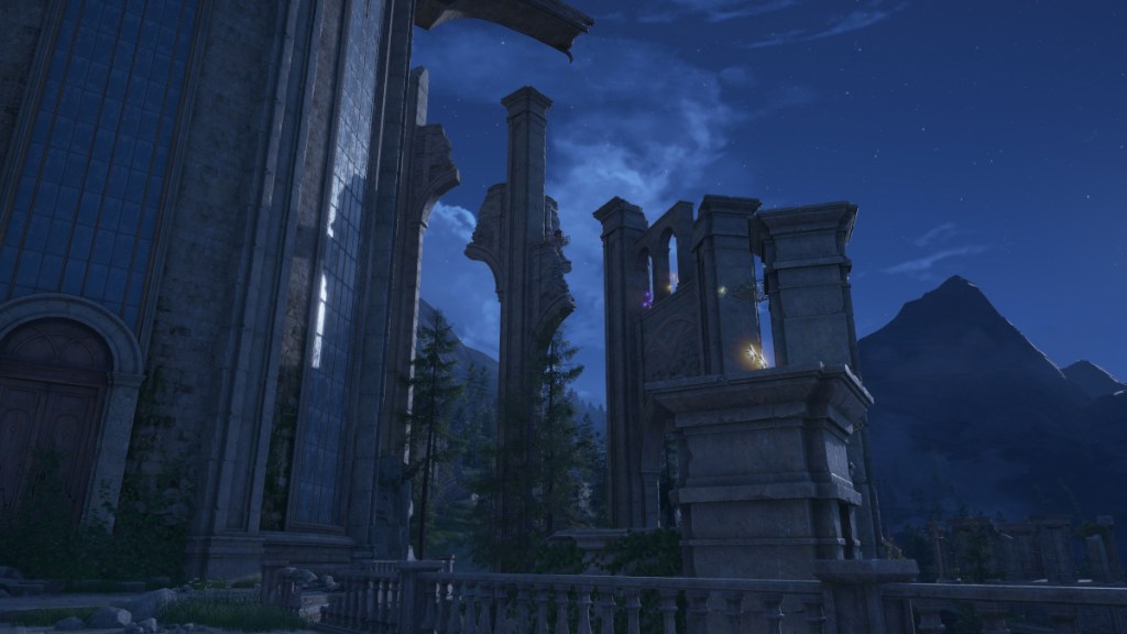 Climb up the ruins to reach the roof of the Dream Warehouse in Infinity Nikki