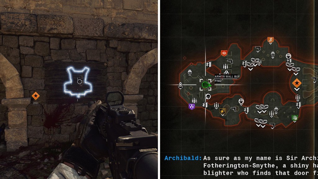 The location of the blue vest in Black Ops 6 The Tomb.