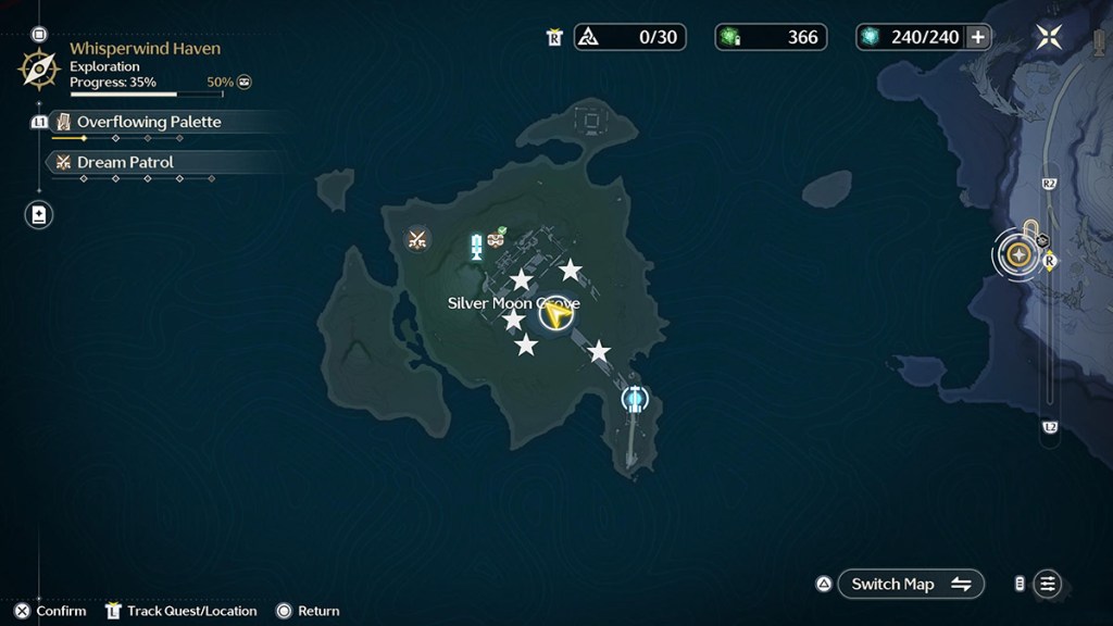 The location of all Silver Moon pedestals.