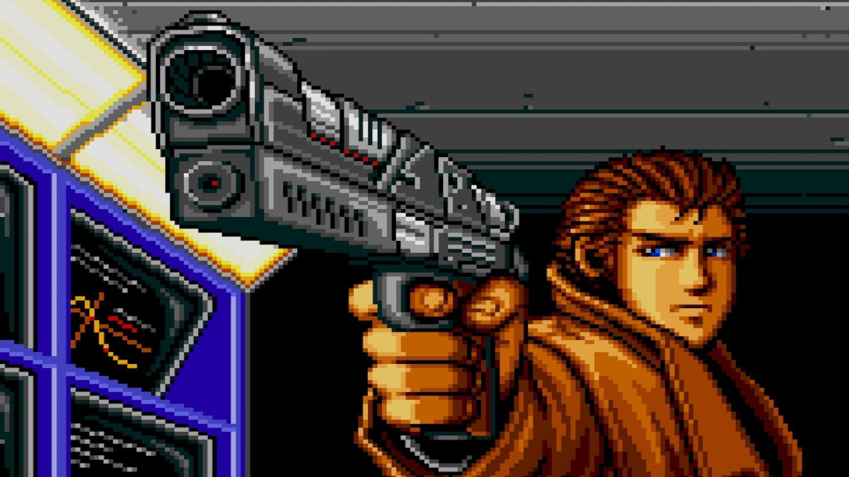 Snatcher character holding gun
