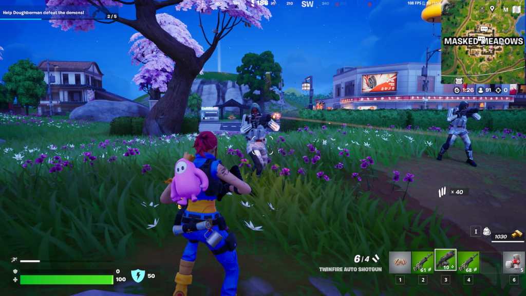 Fortnite demons near the Thousand Faces shop in Masked Meadows