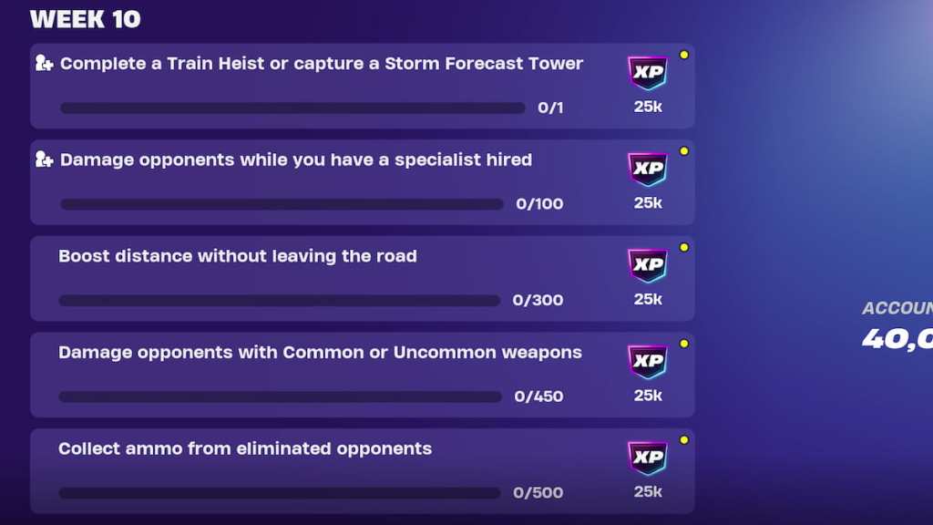 Fortnite Chapter 6, Season 1 week 10 weekly quests