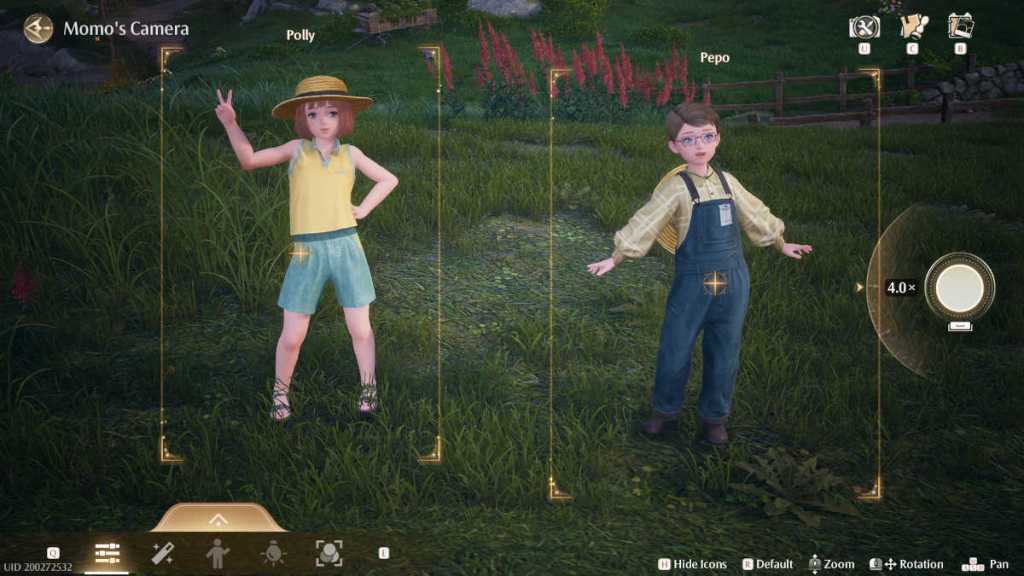 Taking a photo of Polly and Pepo in Infinity Nikki